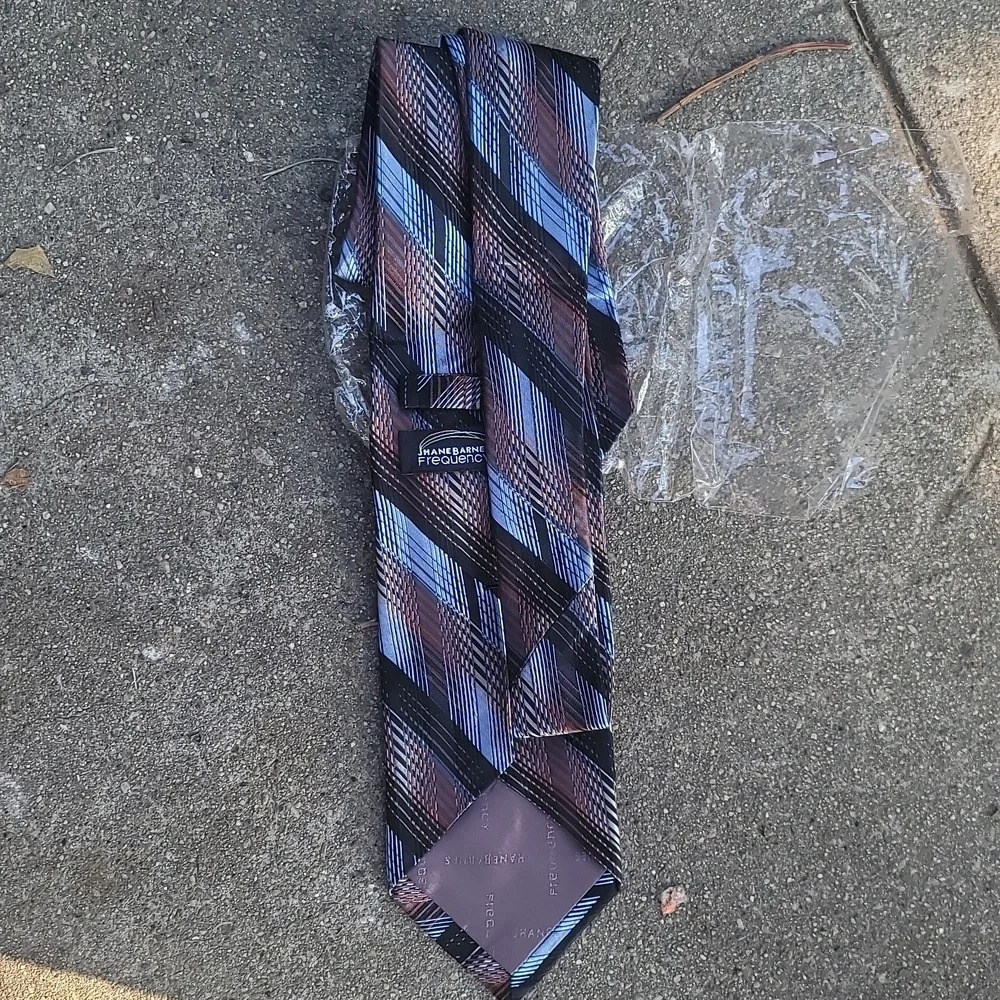 Jhane Barnes Frequency Blue Black Rust Orange Silk Tie Fathers Day Gift